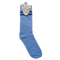 Sky Blue Socks With Navi Blue Double Stripes